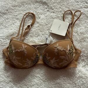 La Perla Tan Bra with Floral Embroidery